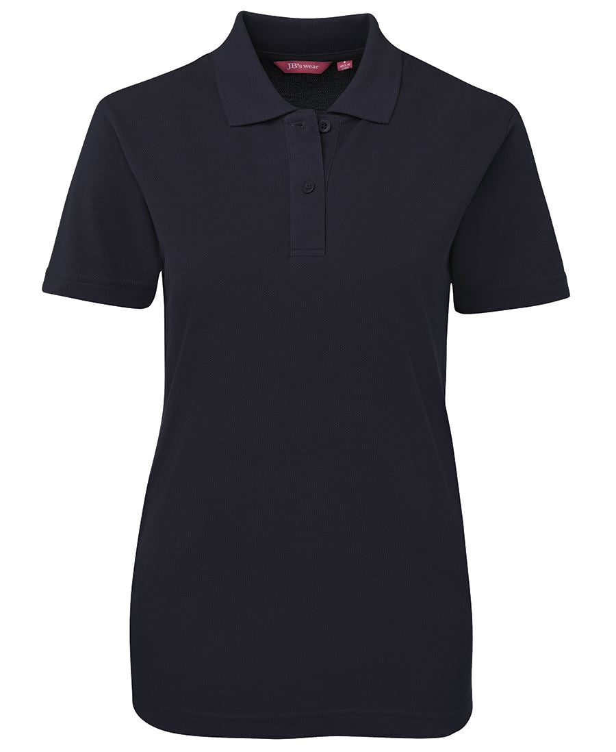 Jbs ladies dark 210 polo: black womens shirt with knitted collar, UPF protection