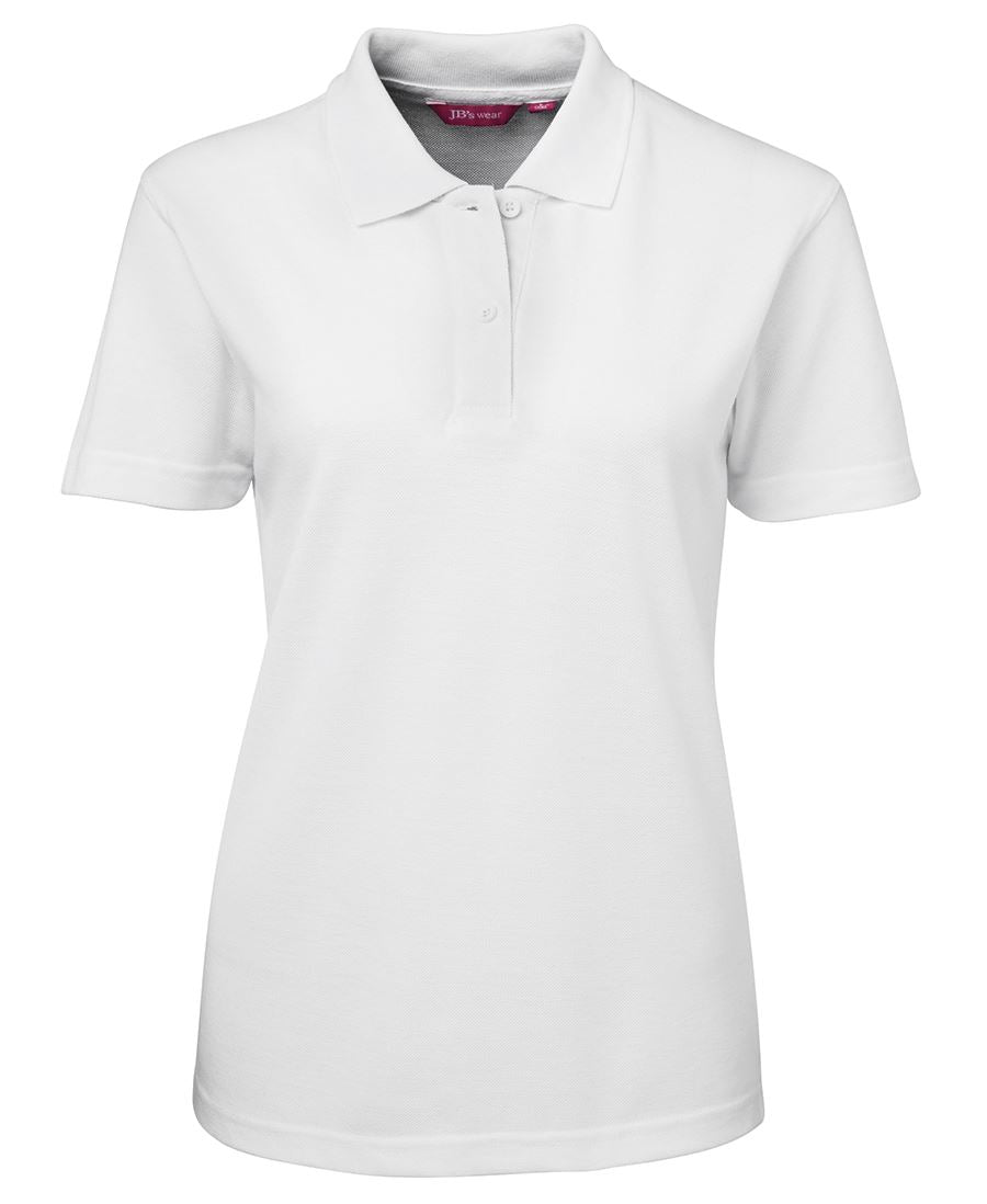 Jbs ladies dark 210 polo: white womens shirt with knitted collar, UPF protection