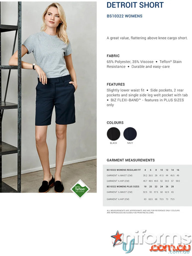 Womens navy Ladies Detroit Shorts from Biz Collection Womens lineup perfect for summer