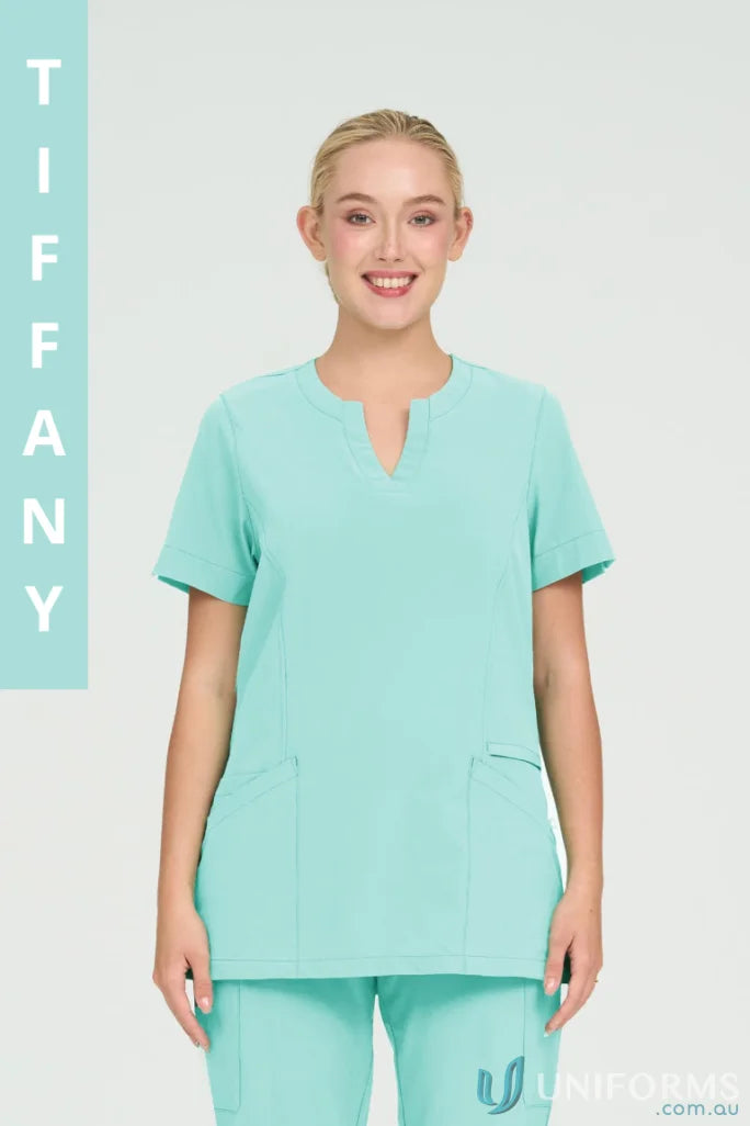 Aqua scrub suit from Ladies Ellen City Collection Nurses with princess seams