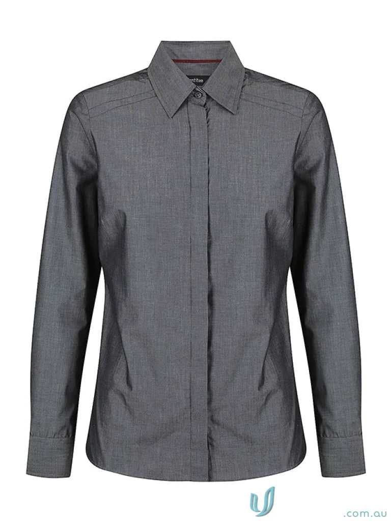 Ladies Felix long sleeve shirt in gray, perfect for a casual stylish look