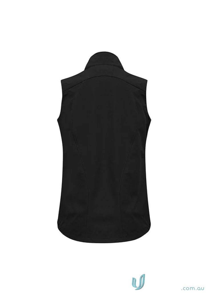 Black sleeveless vest from Ladies Geneva Softshell Vest in women’s Geneve collection