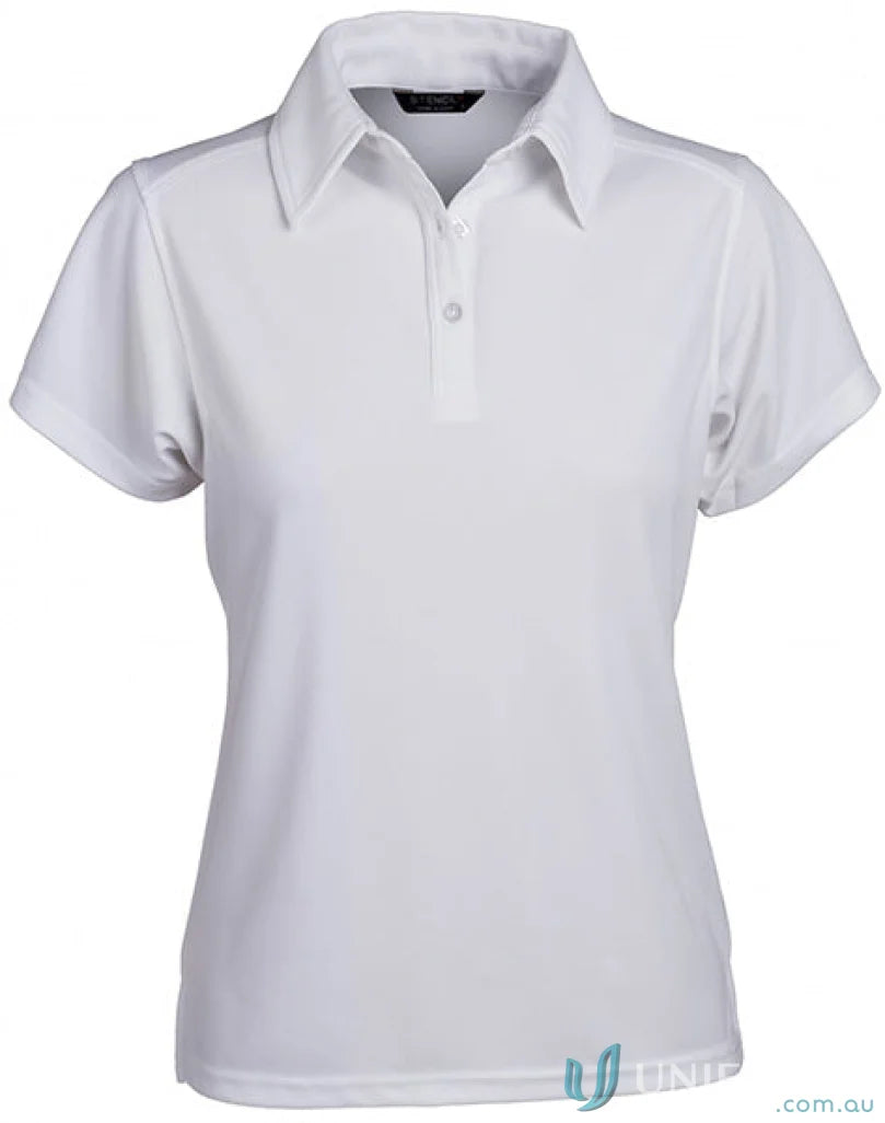 Stencil 1154 Glacier Premium Ladies SS Polo in White