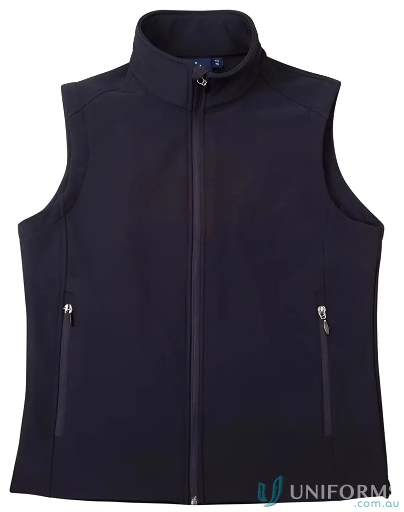 Navy blue jk26 ladies softshell vest from Ladies HiTech Softshell collection