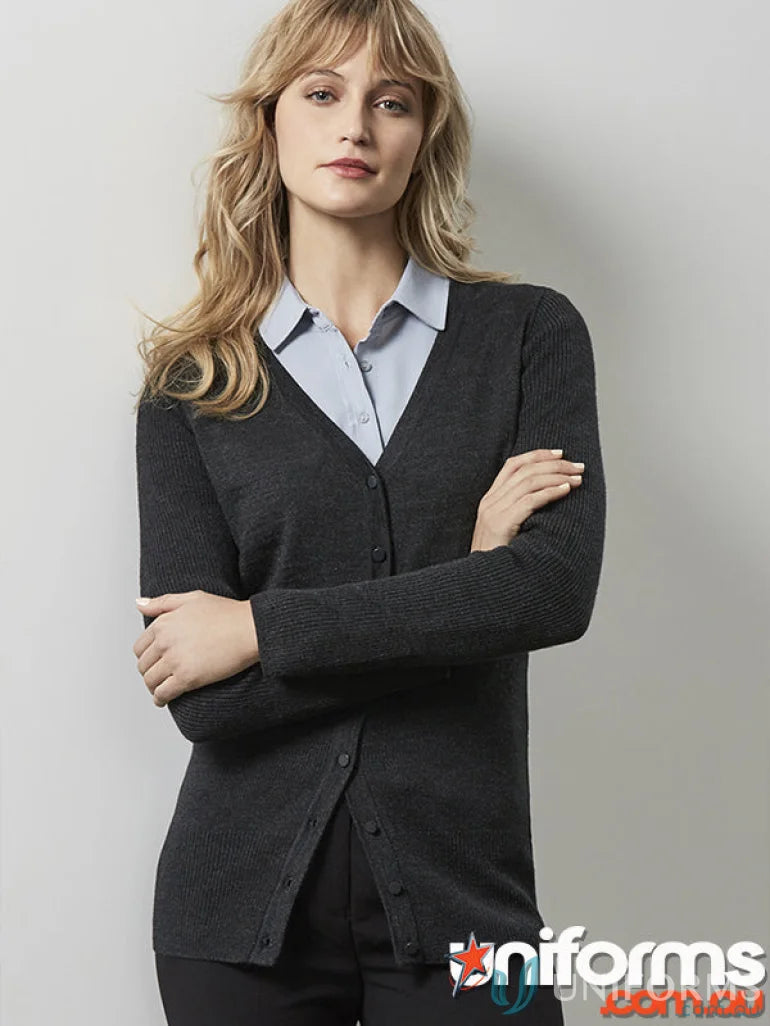 Womans gray Milano knit cardigan from Ladies Milano collection in a cozy button-down style