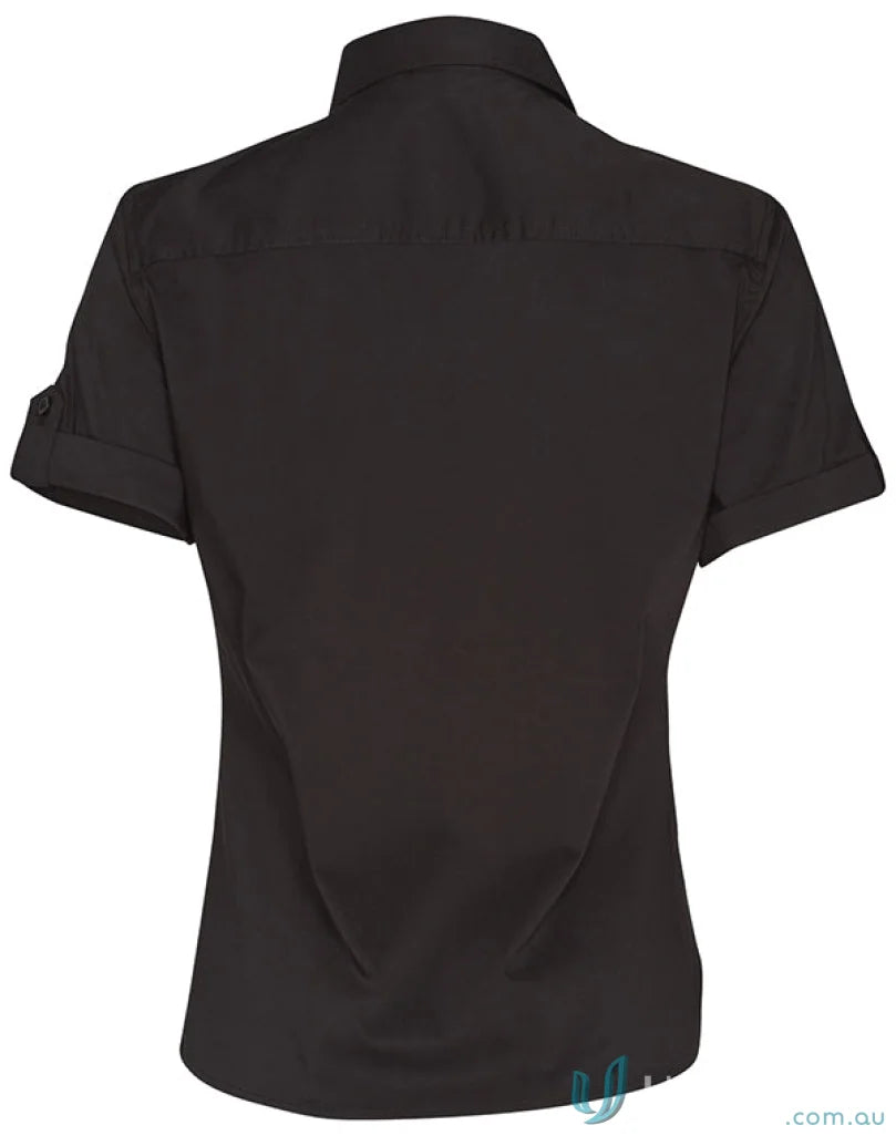 Black short-sleeved military shirt for women from Winning Spirit Ladies, model M8911 Womens Short