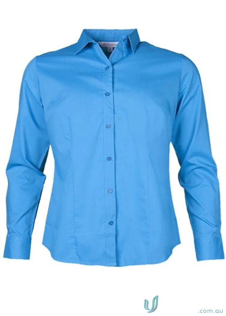Ladies Mosman L/S Shirt in blue perfect for uniforms or workwear