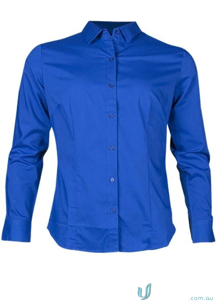 Blue long-sleeved Mosman shirt perfect for uniforms and workwear for ladies