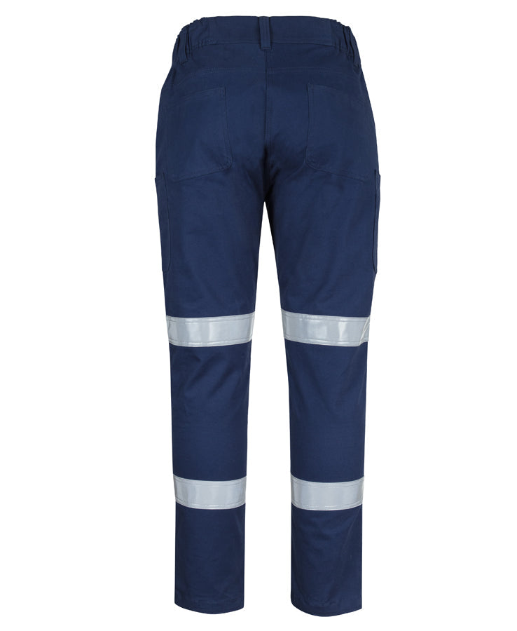 Ladies multi pocket stretch twill safety pant with reflective stripes