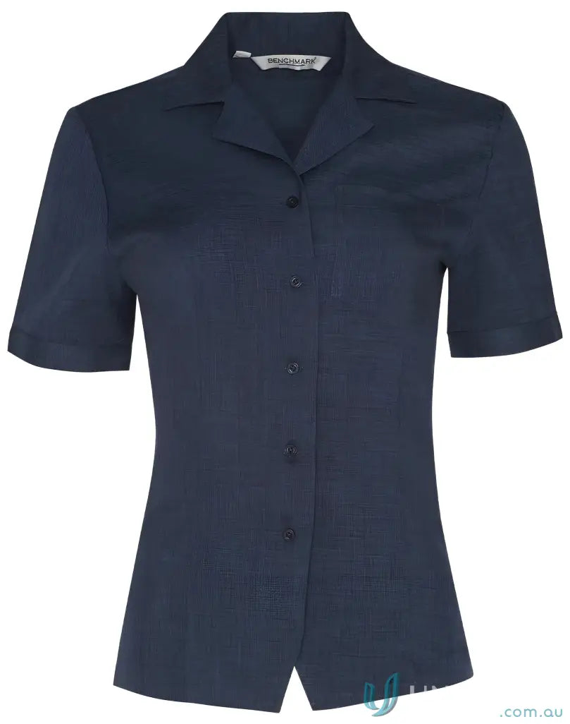 Womens cooldry short navy blue overblouse with buttons, perfect for winning spirit ladies
