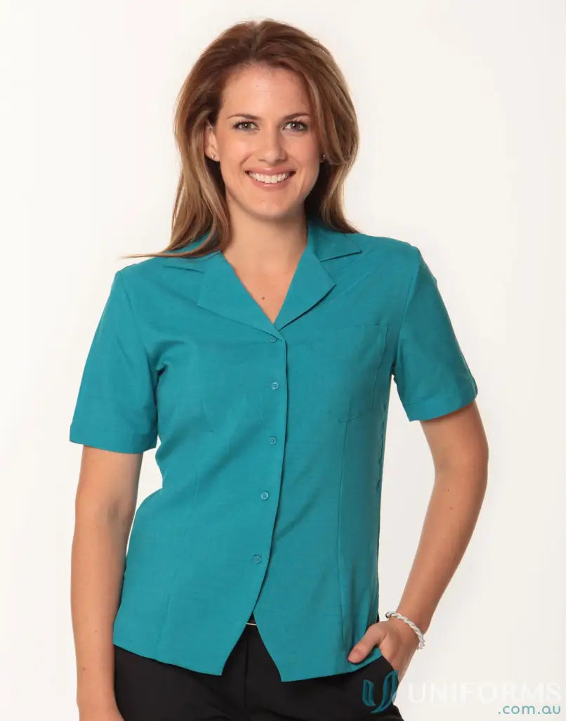 Teal womens cooldry short Winning Spirit Ladies Overblouse SS CoolDry shirt