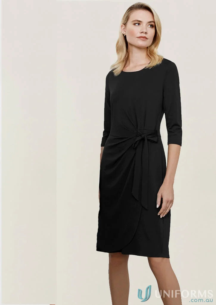 Black tie-waist dress from Ladies Paris Dress in the Biz Collection Womens collection