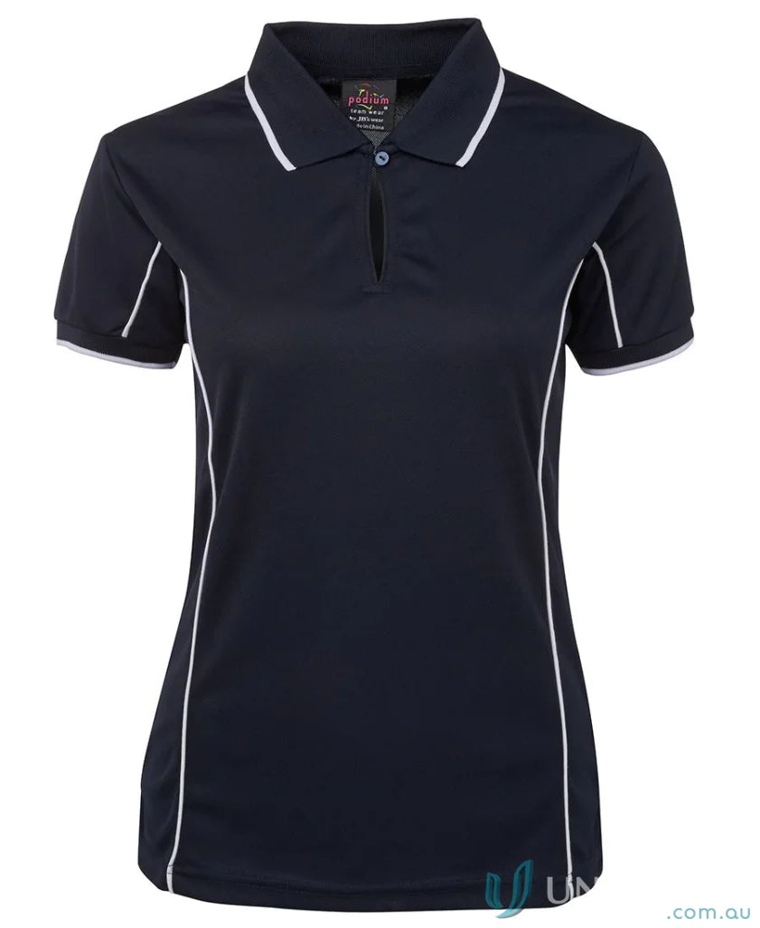 Navy JB’s Ladies Podium piping polo 7LPI with white trim — stay cool in style