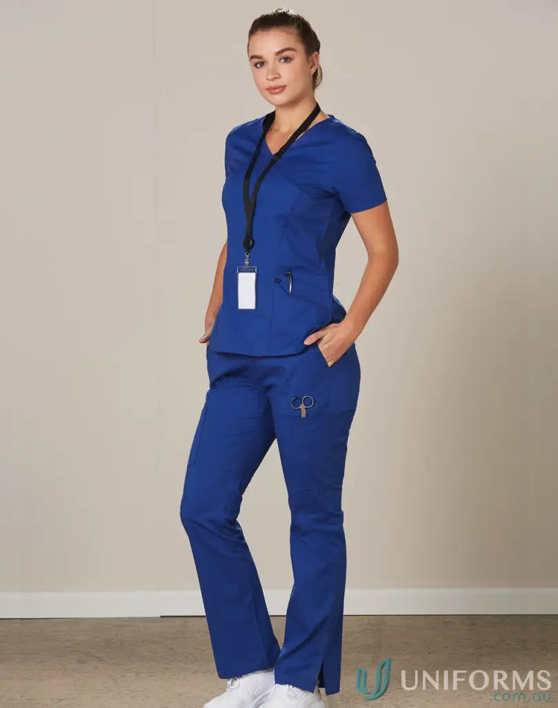 Winning spirit ladies healthcare professionals wearing royal blue spirit ladies scrub set