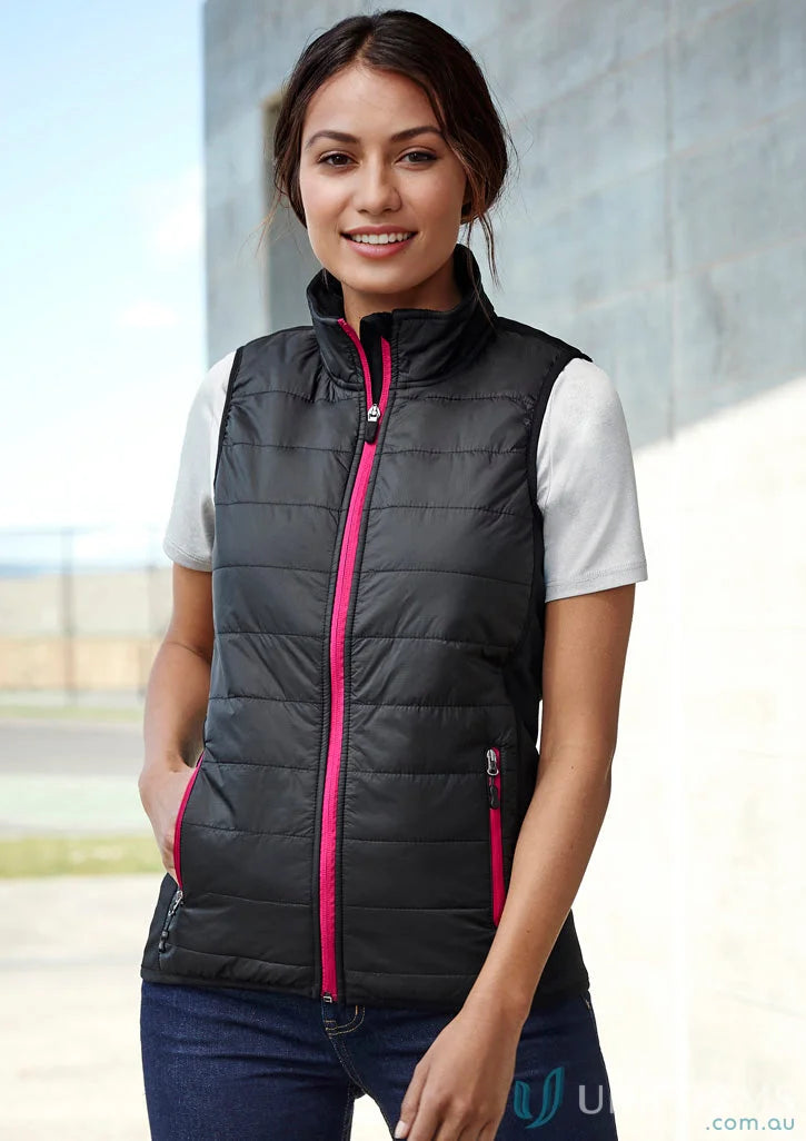 Women’s stealth vest with hot pink zipper and pockets from Biz Collection Women’s