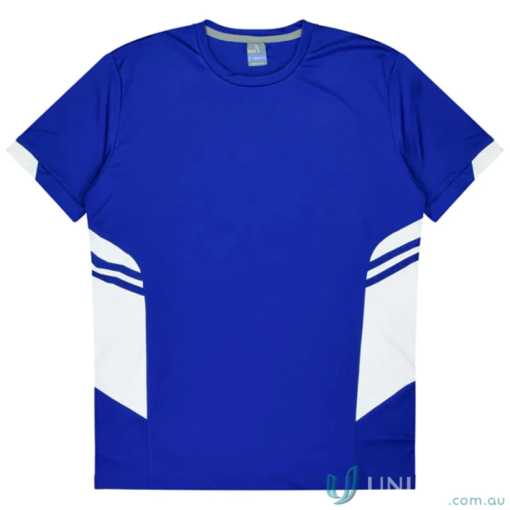 Blue and white Ladies Tasman Tee made with comfy fabric, perfect for uniforms or workwear