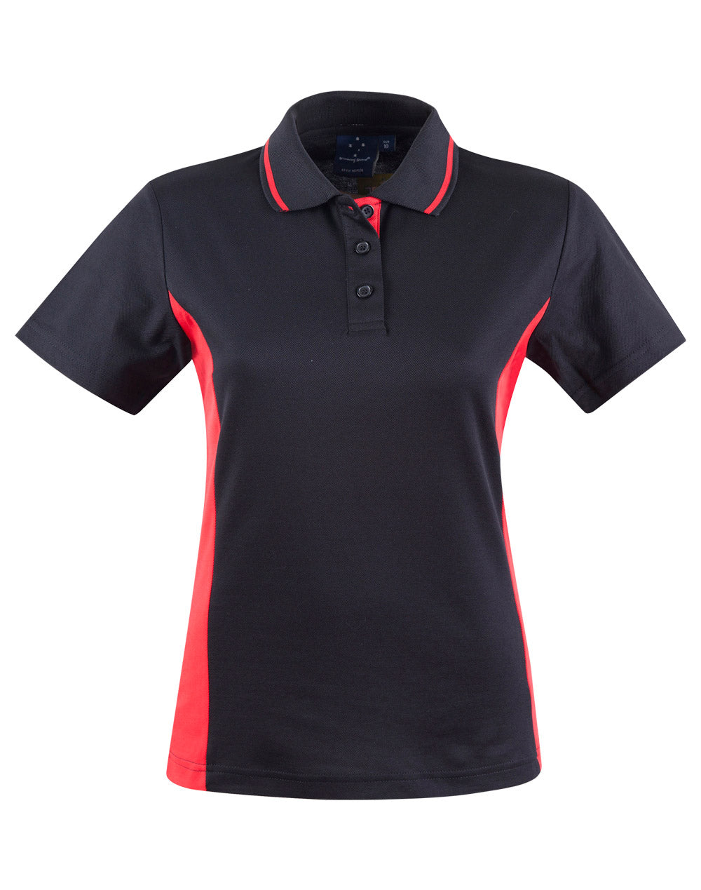 Ladies Teammate Polo black red shirt with moisture-wicking fabric