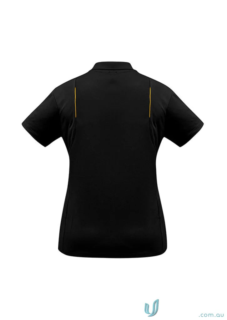 Black short-sleeved polo shirt from Ladies United Polo Biz Collection in sports interlock fabric