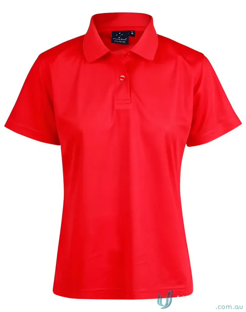 Vibrant red Ladies Verve Polo with two-button placket made of Cooldry® polyester mini