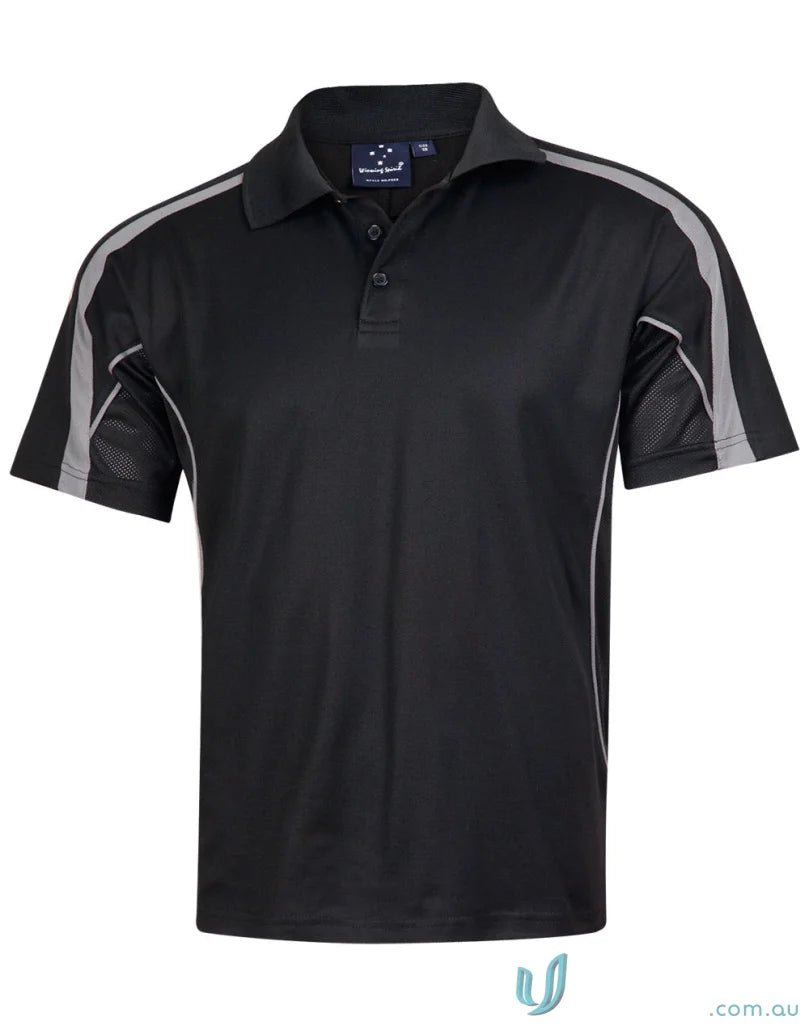 Black and gray short-sleeve polo shirt from PS53 Legend Mens Truedry collection