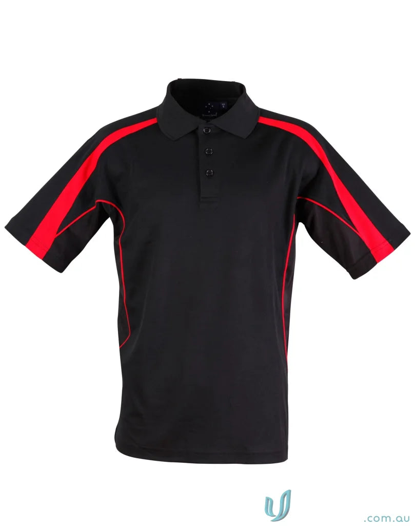 Black Legend Polo with red accents for men, part of PS53 Legend Mens Truedry short sleeve polo collection