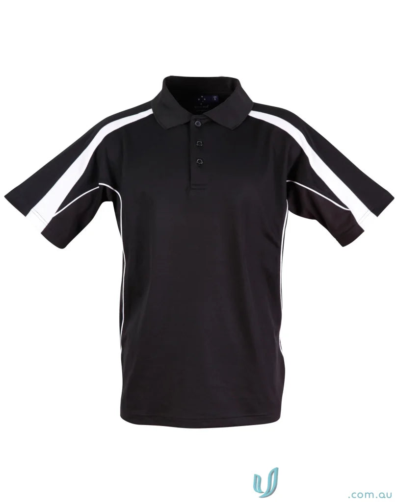 Black PS53 Legend Mens short sleeve polo with white accents from Legend Mens Truedry