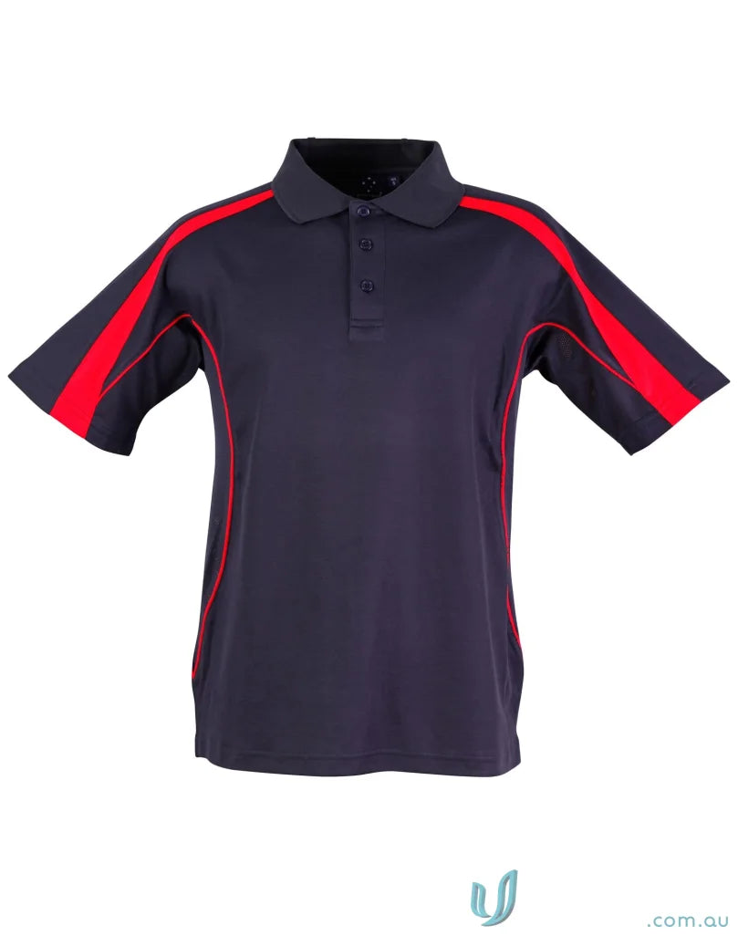 Navy Navy polo shirt with red accents for Legend Polo, perfect for PS53 Legend Mens and Legend Mens Truedry short sleeve polo style