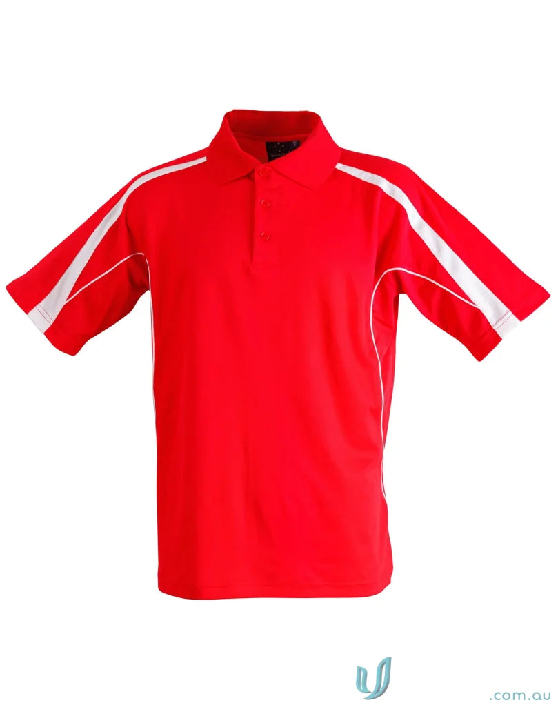 Red ps53 Legend Mens short sleeve polo with white accents from Legend Mens Truedry