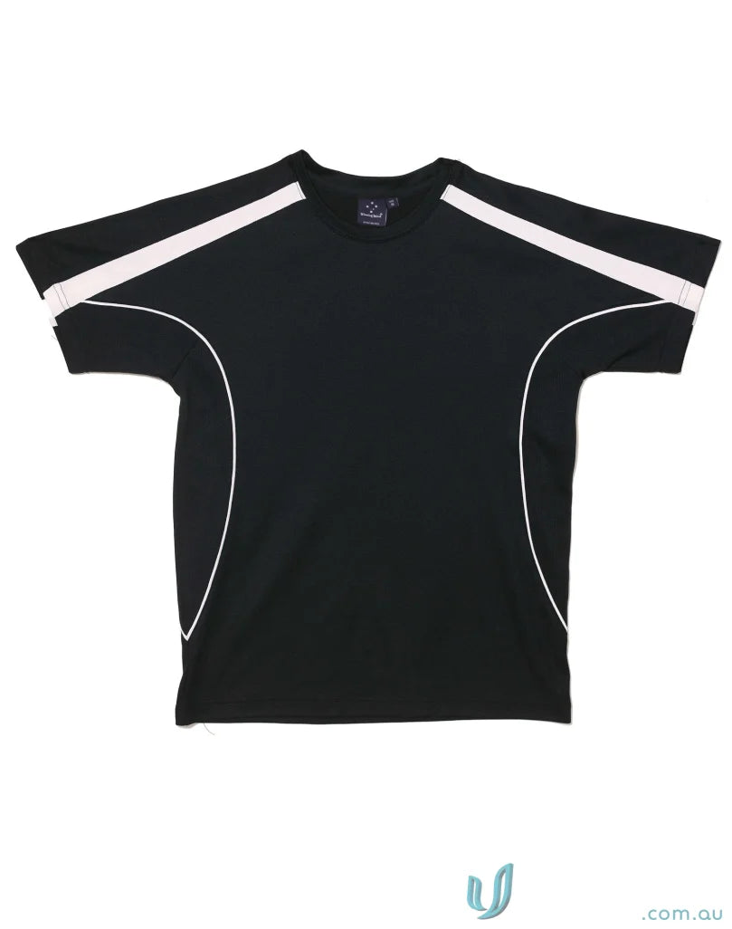 Legend Tee black t-shirt with white stripes, perfect for uniforms and workwear