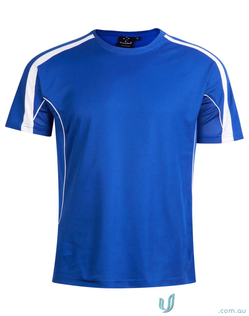 Blue and white Legend Tee athletic t-shirt, perfect for work uniforms or casual wear