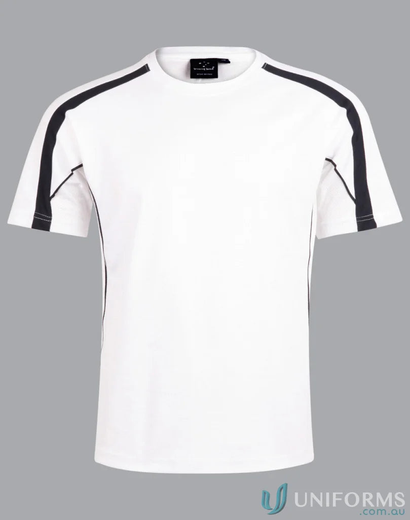 White and black short-sleeved Legend Tee shirt perfect as workwear or uniforms