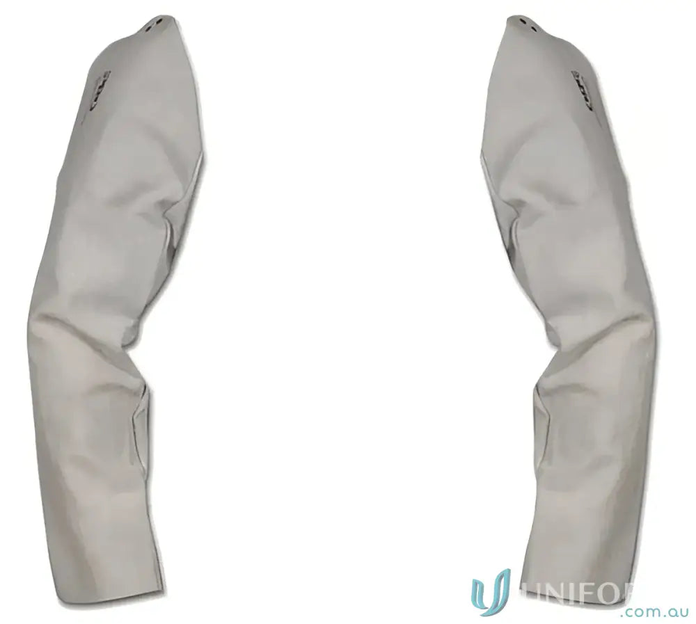 Pair of long welders sleeves with loop for arm protection during welding tasks