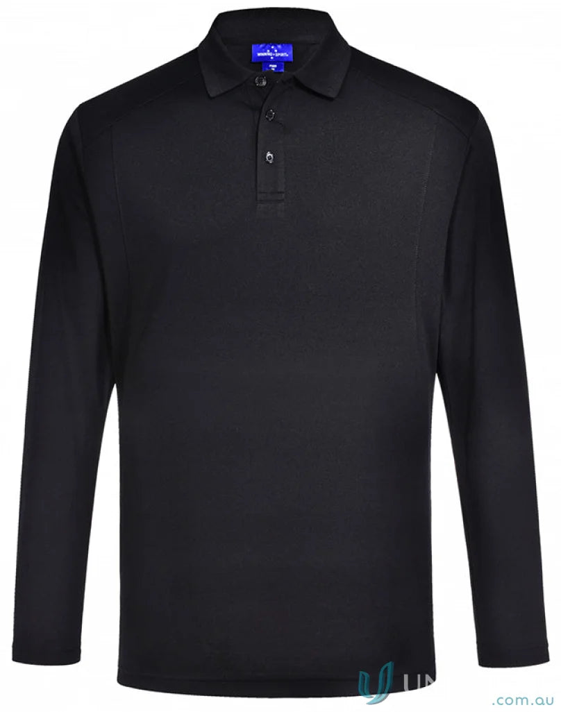 Winning Spirit PS89 Bamboo LS Polo in Black