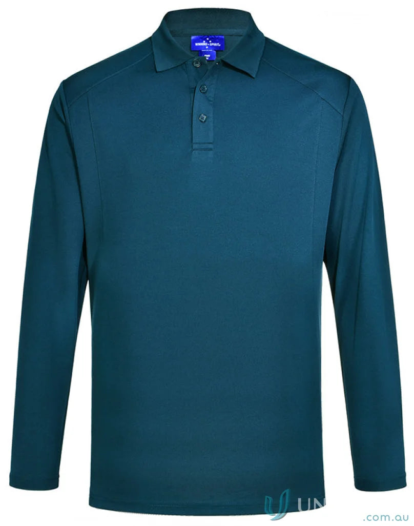 Winning Spirit PS89 Bamboo LS Polo in Ocean Blue