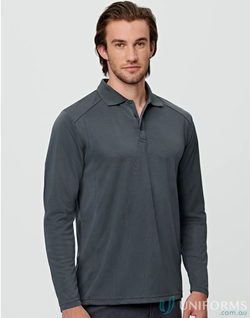 Winning Spirit PS89 Bamboo LS Polo in Storm Grey