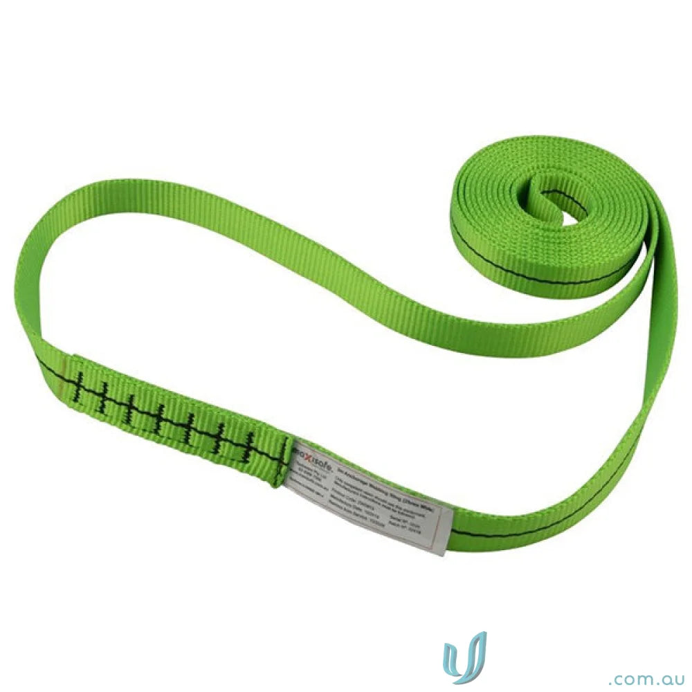 Green nylon maxisafe 25mm webbing sling for heavy-duty lifting and secure grip