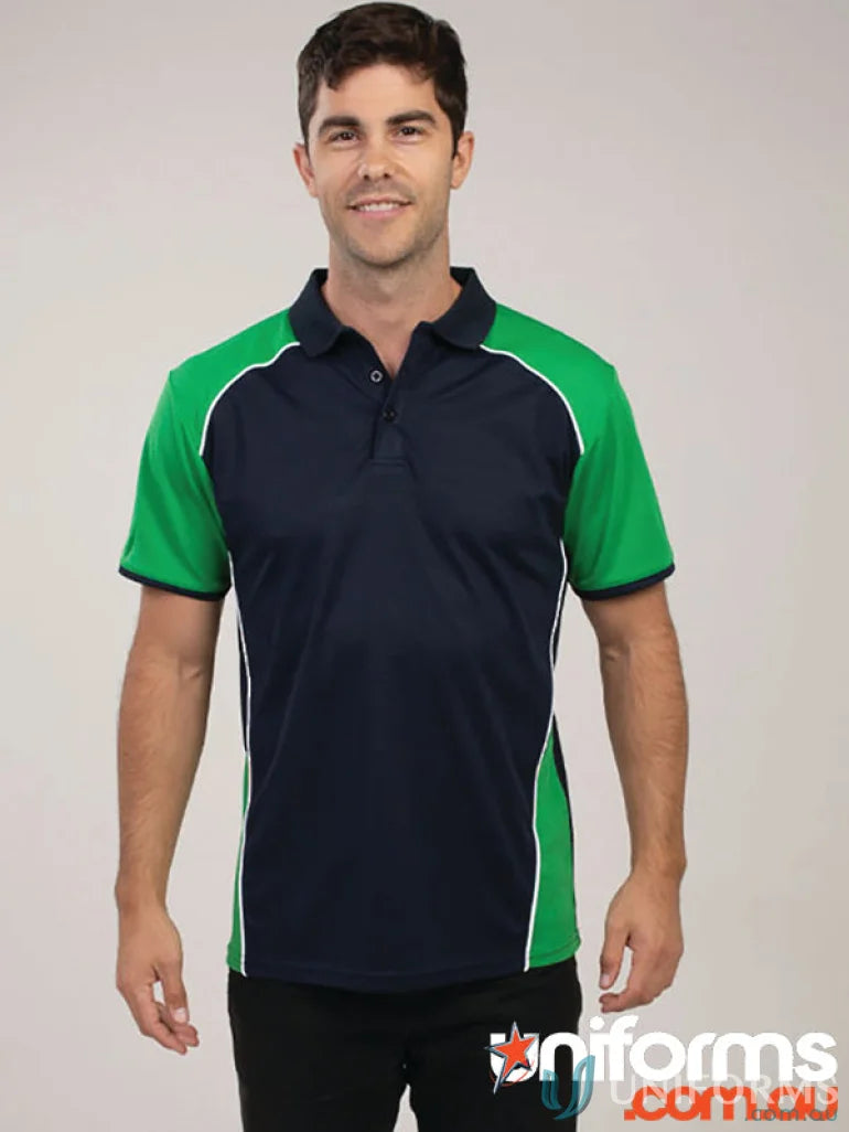 Man wearing McPherson Polo with cooldry moisture management and recycled fibres
