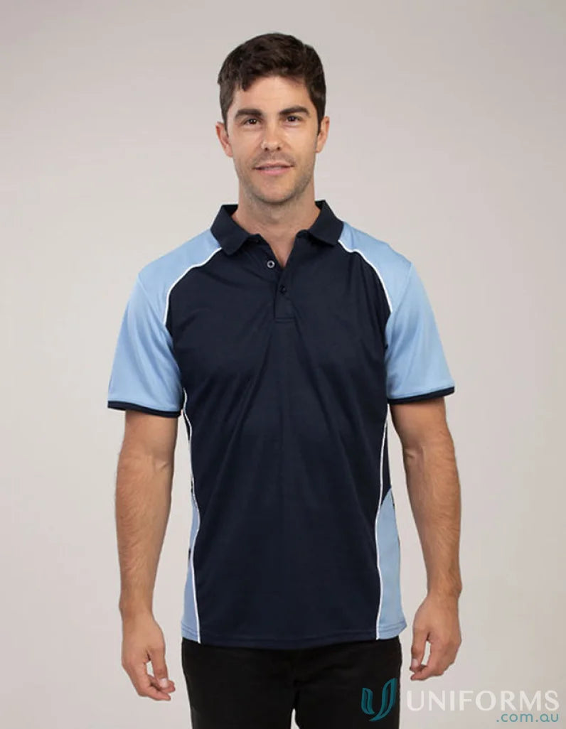 Two-tone McPherson Polo shirt made with recycled fibres and cooldry moisture management