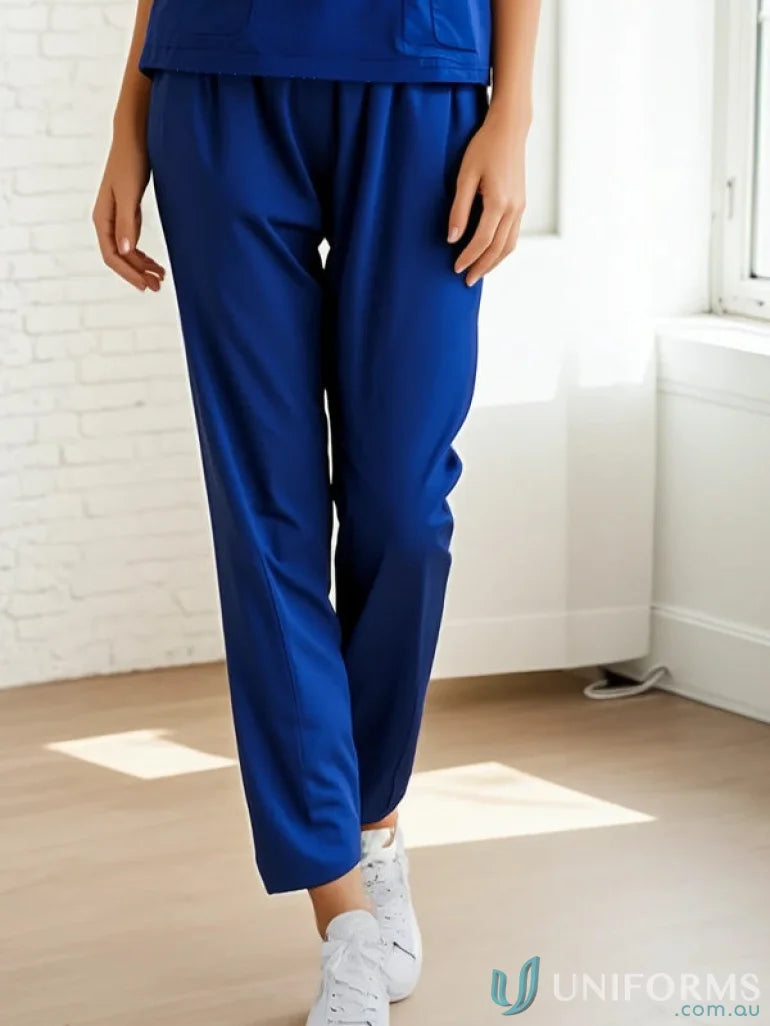 Blue Medi8 Unisex Reversible Scrub Pants with reinforced stress points for durability