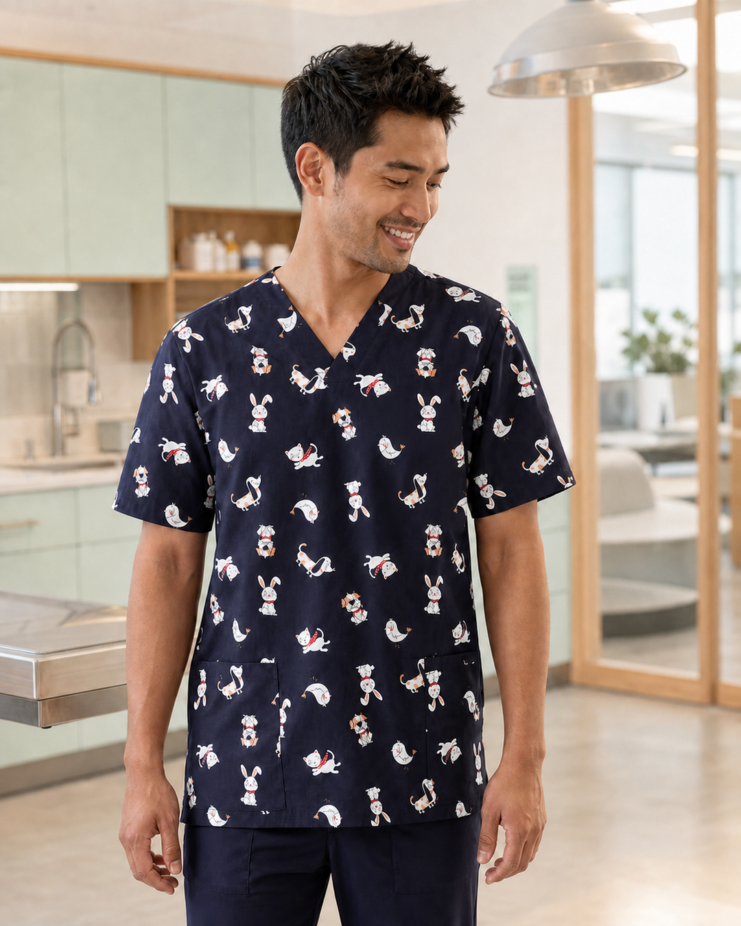 Mens Best Friends Scrub Top