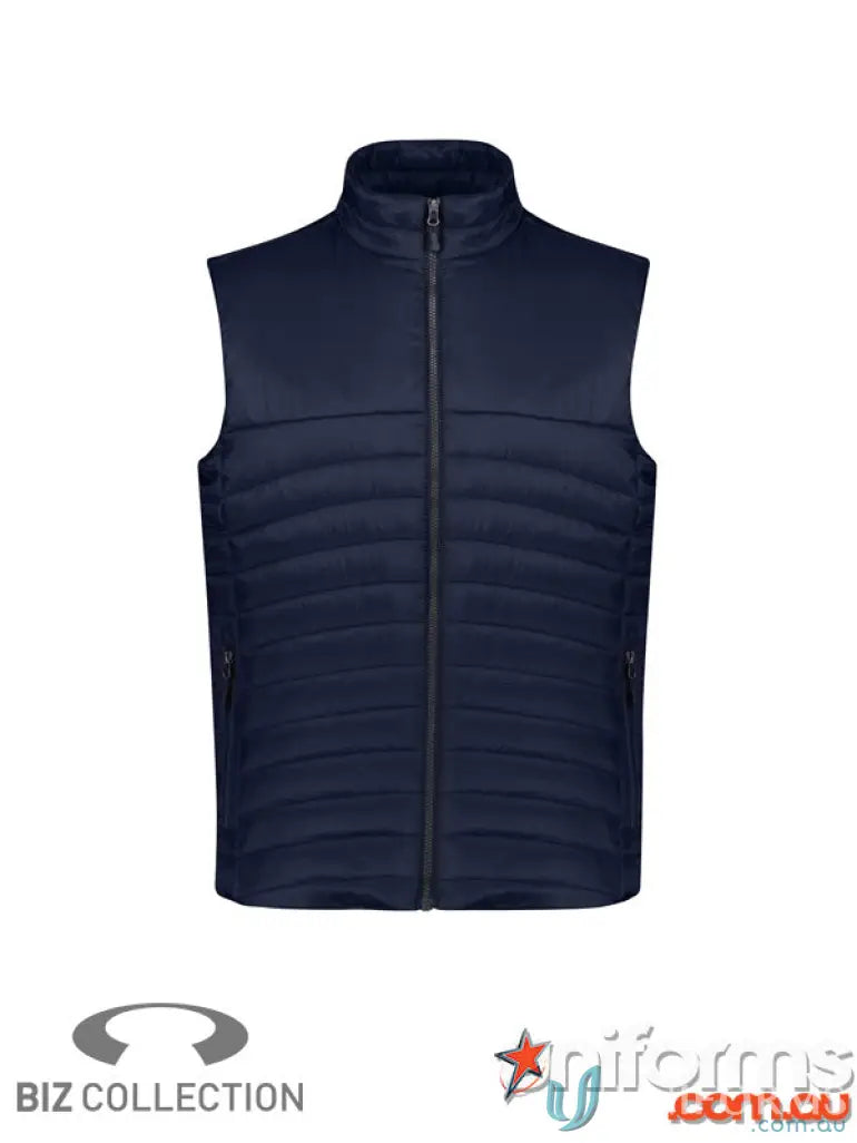 Mens Expedition Vest J213M in navy blue with premium hi-loft polyfil for outdoor adventures