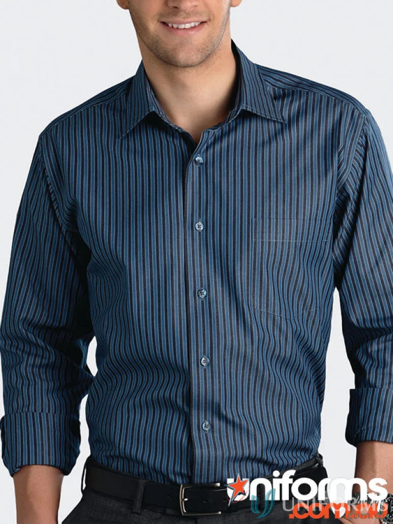 Blue striped Keval Mens LS Bold Stripe Shirt for mens long sleeve style