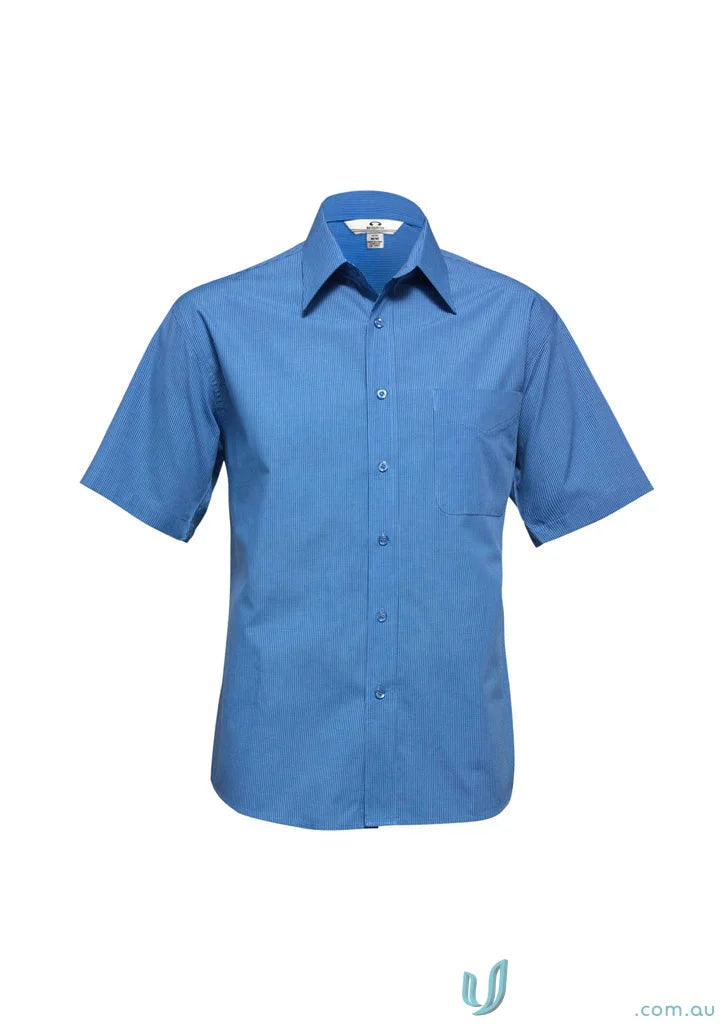 Blue micro check short sleeve shirt for men Mens Micro Check SS Shirt