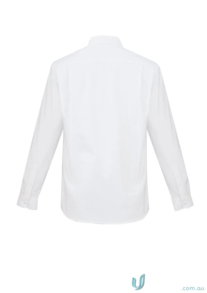 Mens Regent Cotton Long-Sleeved Shirt in Biz Collection Mens s912ml, white style