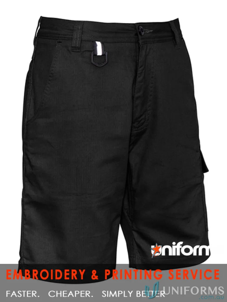 Mens Rugged ZSYMIK Black Cargo Shorts with Cooling Vented Design, ZS505 Vented Style