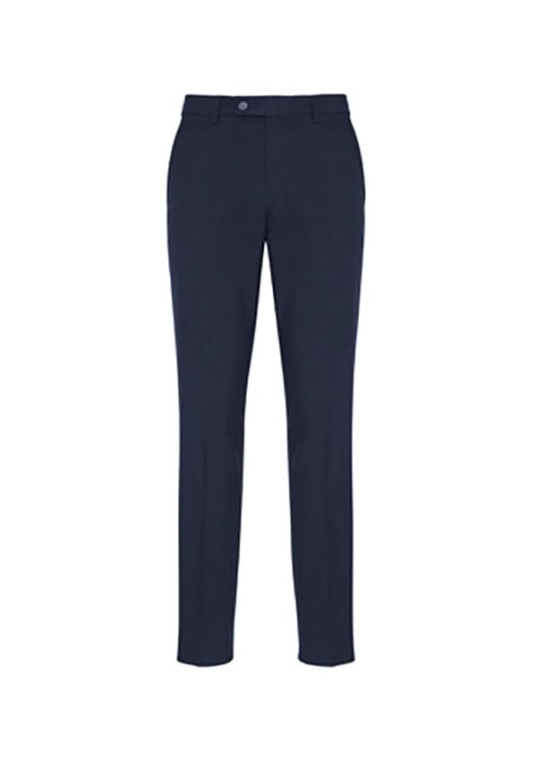 Mens classic slim BS720M pant: navy blue straight-leg trousers with subtle creasing