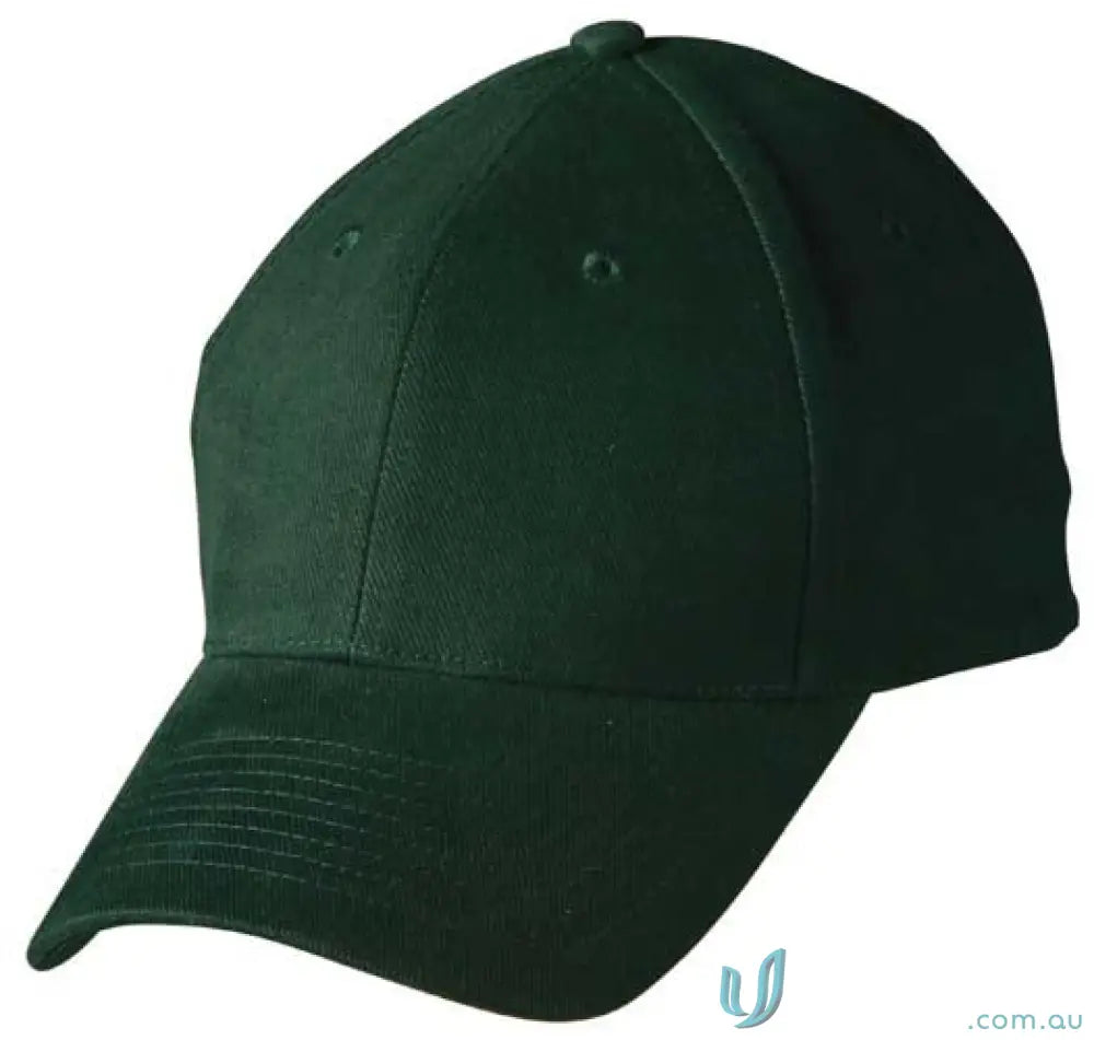 Dark green brushed cotton baseball cap with embroidery, affordable price includes embroidery