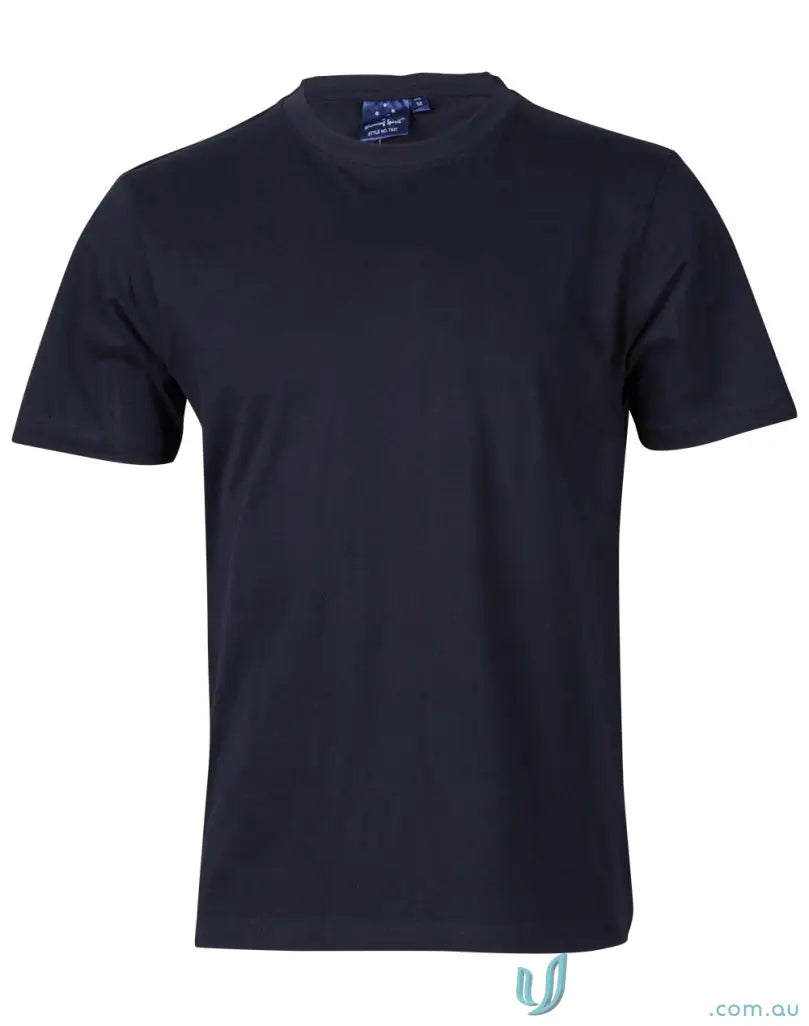 Navy blue short-sleeved T-shirt made from comfy combed cotton for youth uniforms or workwear