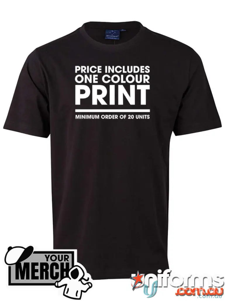 Black T-shirt made of combed cotton from MOQ50 Printed YOUTH Tee workwear collection