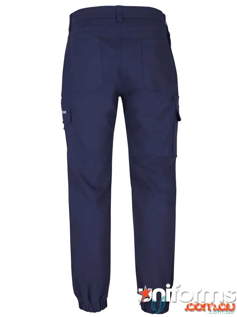 Navy blue cargo pants from Multi Pocket Stretch Canvas Jogger for workwear and uniforms
